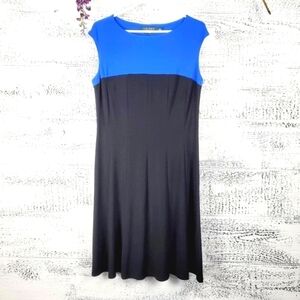 Lauren Ralph Lauren Color Blocked Jersey Cap Sleeves Dress Sz 14